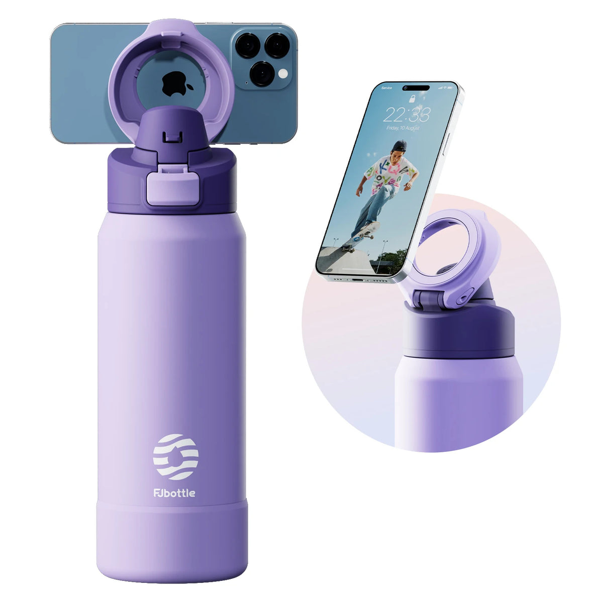 Thermo Water Bottle with Magnetic Phone Holder